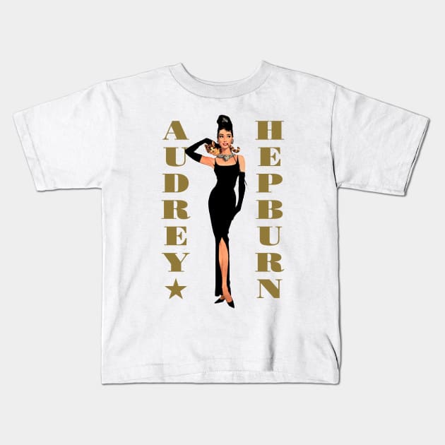 Audrey Hepburn Kids T-Shirt by PLAYDIGITAL2020